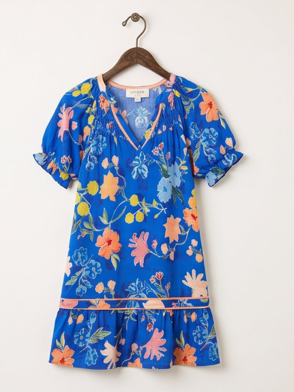 Umgee Floral Ruffle Hem Mini Dress